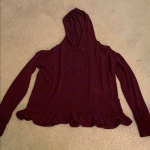 Cute purple hoodie w/ little ruffles at the bottom